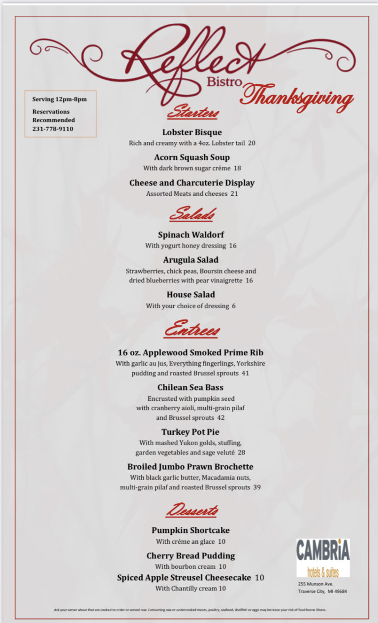 Thanksgiving2022Menu Summerside Properties LLC