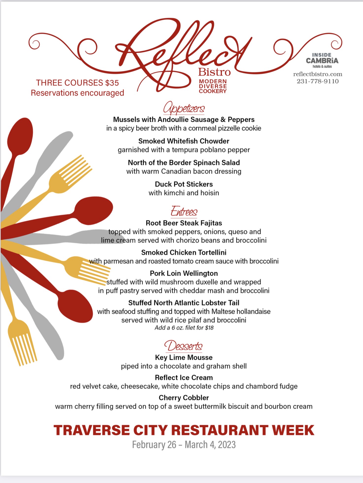 Restaurant Week Menu Summerside Properties LLC